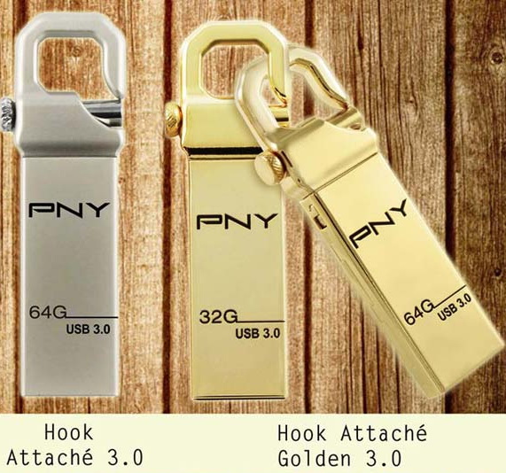 PNY пополнила свой ассортимент новыми флешками серий Gold Hook Attache 3.0 и Hook Attache 3.0