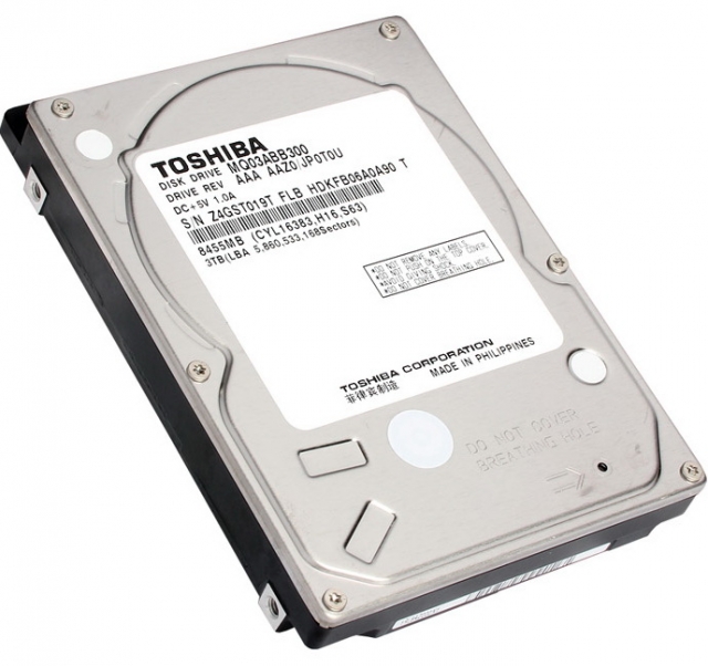 Toshiba представила свой новейший 2,5-дюймовый 3-Тб жесткий диск серии MC04 модели MQ03ABB300